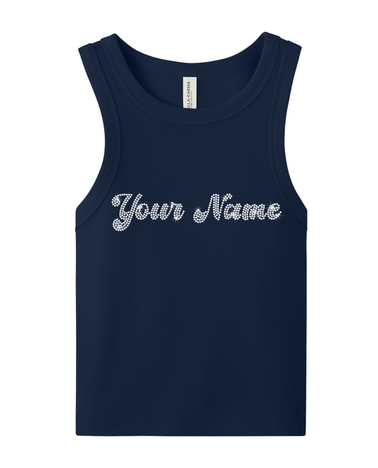 Retro Custom Name Rhinestone Tank Top