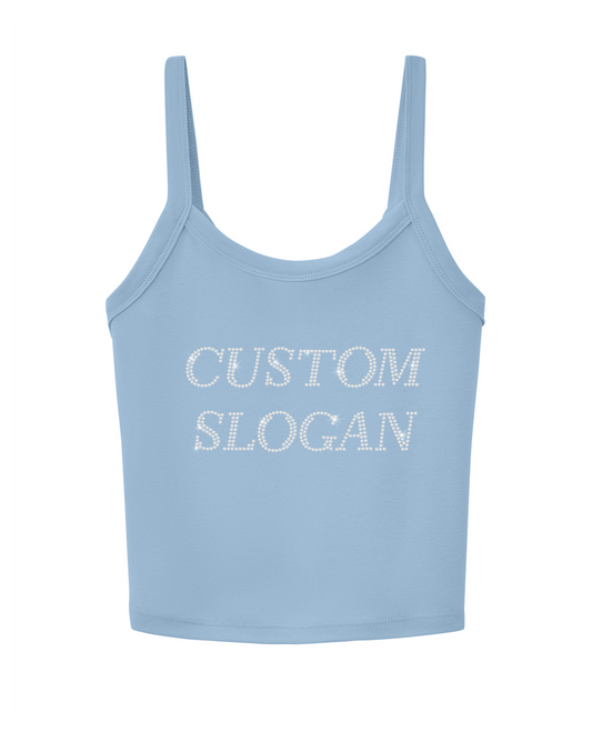 Custom Slogan Rhinestone Tank Top
