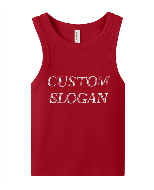 Custom Slogan Rhinestone Tank Top