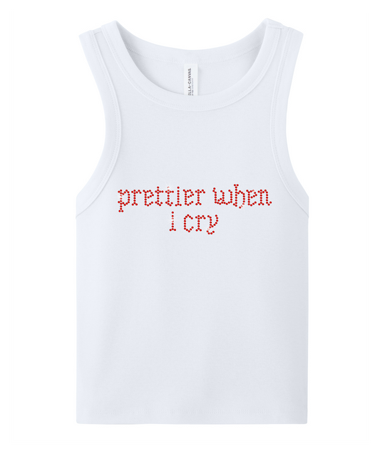 Prettier When I Cry Rhinestone Tank Top