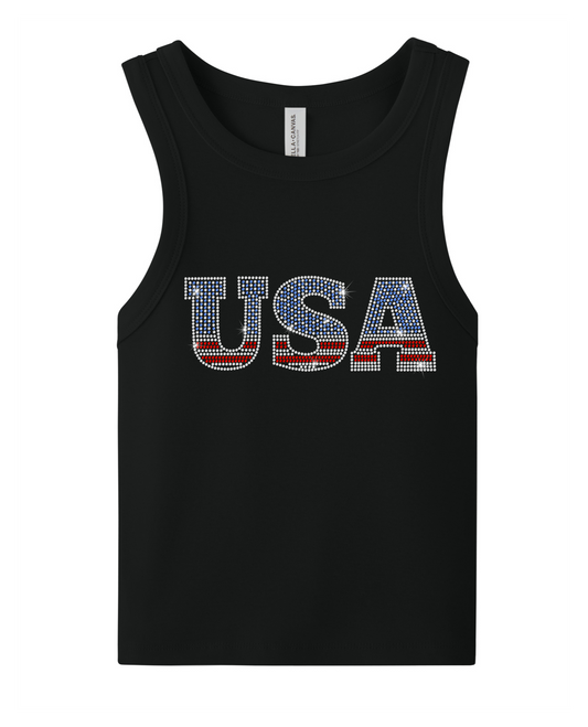 USA 4th of July Rhinestone Tank Top