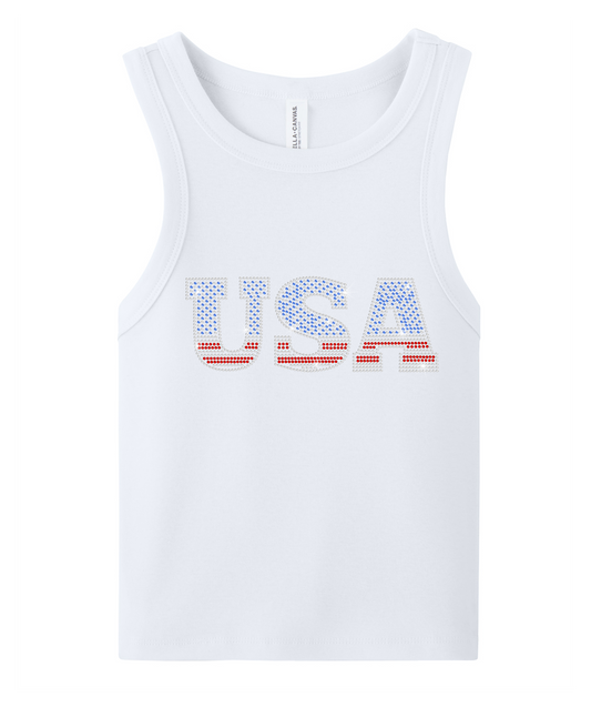 USA 4th of July Rhinestone Tank Top